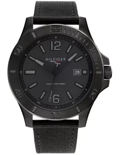 Deals ✨ Tommy Hilfiger Ryan Leather Gent's 1791993 ⌚ Watch In Black Nylon & Blue 👍