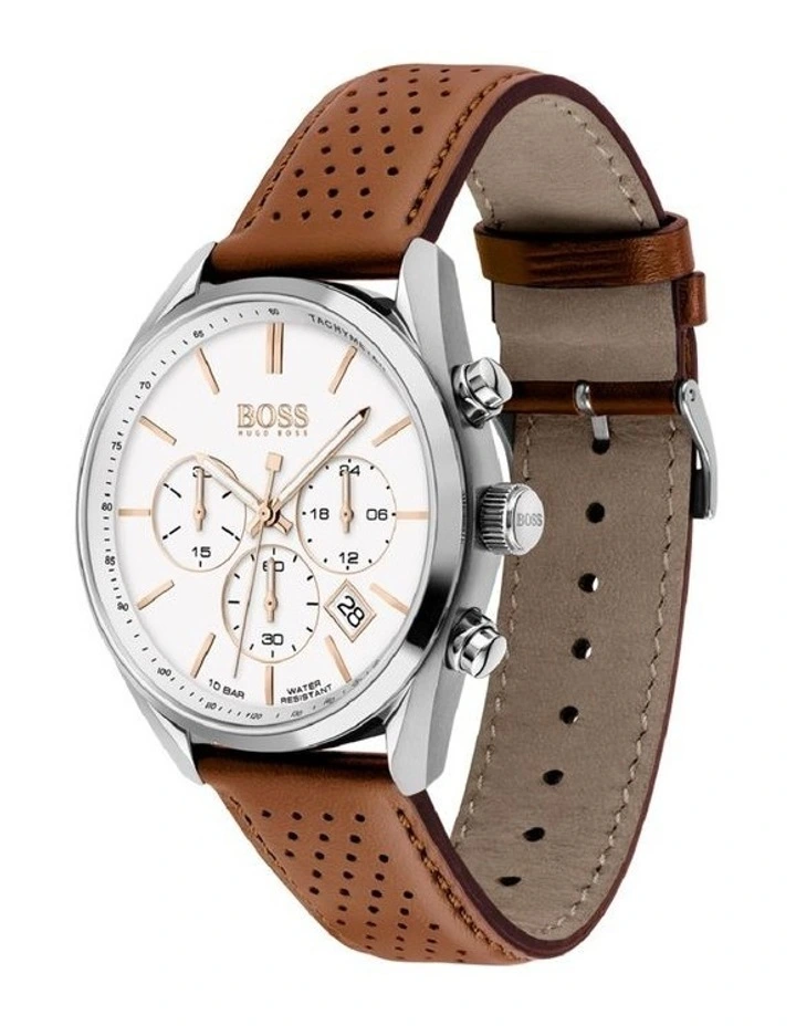 Top 10 π HUGO BOSS Chrono 44mm Brown Leather β Watch 1513879 𧨠- Image 2