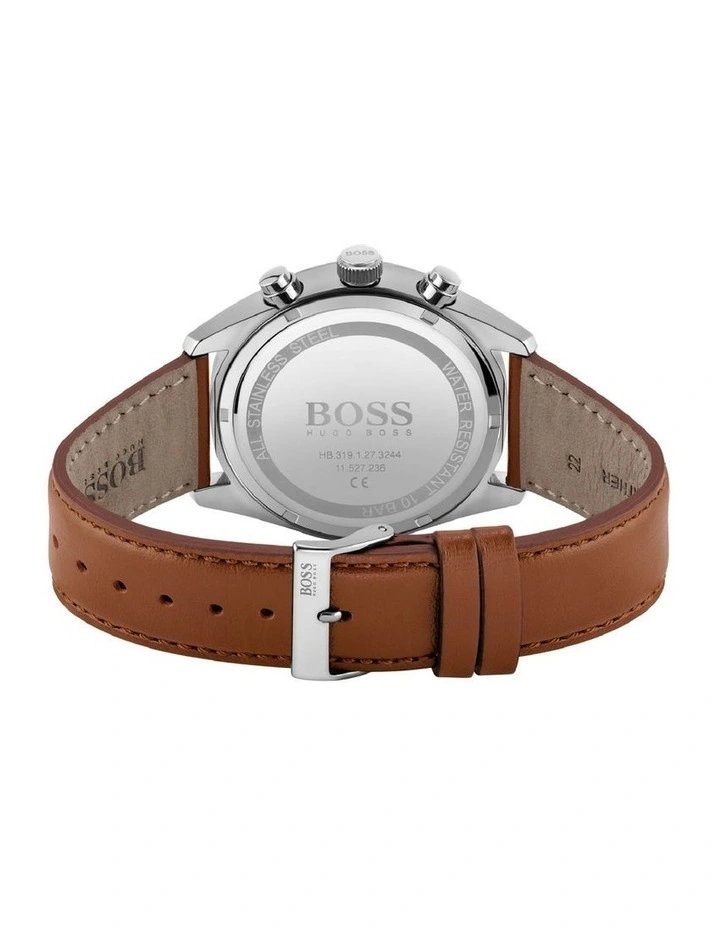 Top 10 π HUGO BOSS Chrono 44mm Brown Leather β Watch 1513879 𧨠- Image 3