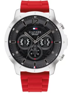 Top 10 ⭐ Tommy Hilfiger Luca Silicone Qtz Multifunction 1710490 ⌚ Watch In Red 🔥