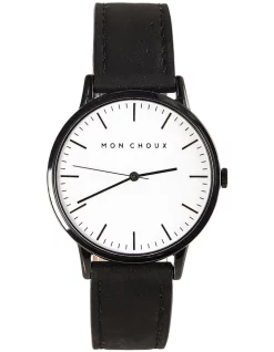 Outlet ⌛ Mon Choux Classic Vegan Leather ⌚ Watch 38mm In Black 😍