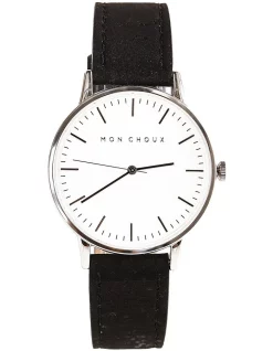 Brand new π₯° Mon Choux Classic Black Cork Vegan Leather β Watch 38mm In White/Silver π₯