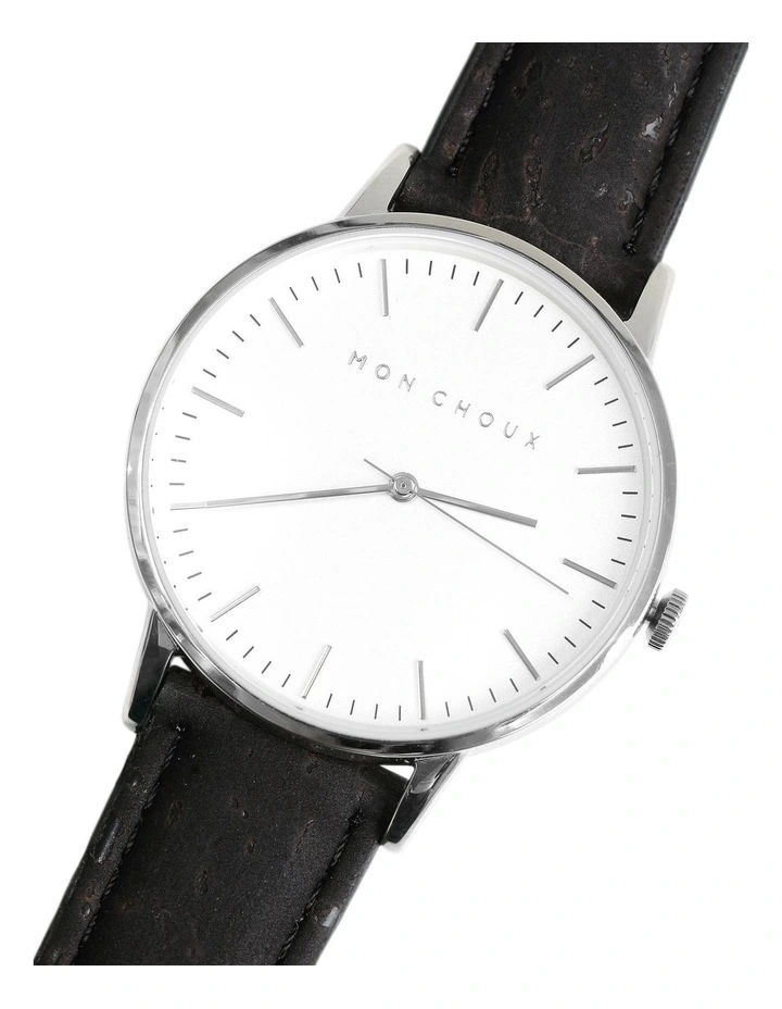Brand new π₯° Mon Choux Classic Black Cork Vegan Leather β Watch 38mm In White/Silver π₯ - Image 2