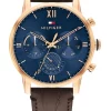 Best deal 😉 Tommy Hilfiger Sullivan Brown Leather Men's Navy Chronograph ⌚ Watch 👍