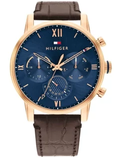 Best deal π Tommy Hilfiger Sullivan Brown Leather Men's Navy Chronograph β Watch π