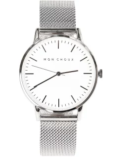 Cheapest 🧨 Mon Choux Classic Mesh ⌚ Watch 38mm In White/Silver 🎉