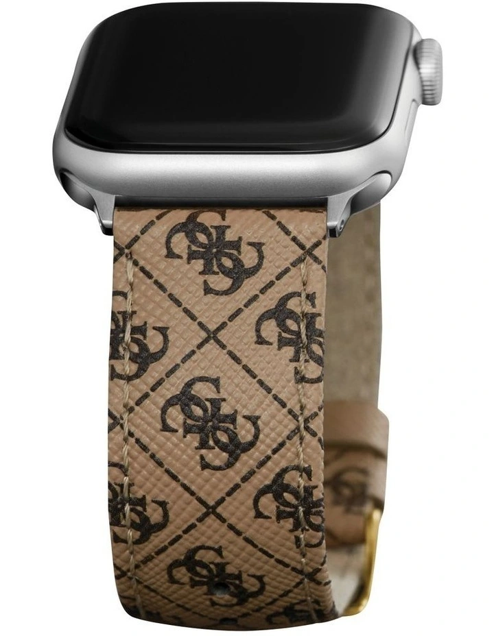 Buy π Guess Logo Leather Mens Apple β Watch Strap In Brown π - Image 4