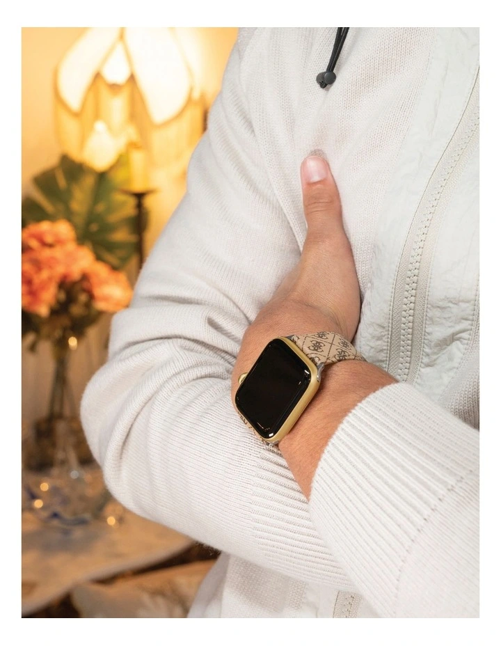 Buy π Guess Logo Leather Mens Apple β Watch Strap In Brown π - Image 6