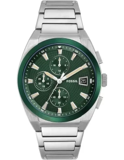 Discount 🎁 Fossil Everett Chronograph FS5964 ⌚ Watch In Green/Silver 💯