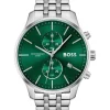 Buy ✨ Hugo Boss Chronograph Dial Stainless Steel ⌚ Watch In Green 🔥