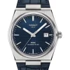 Best deal ⌛ Tissot PRX Powermatic 80 T1374071604100 Automatic ⌚ Watch In Blue Leather 🎉