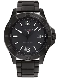 Budget 🧨 Tommy Hilfiger Ryan Ionic Plated Stainless Steel Gent's ⌚ Watch In Black ✨