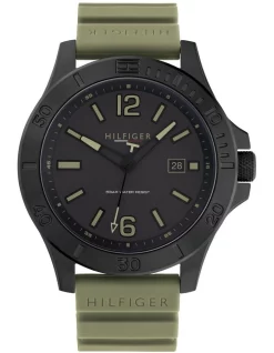 Budget 🥰 Tommy Hilfiger Ryan Silicone Gent's 1791992 ⌚ Watch In Green 🎉