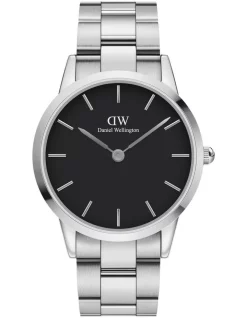 Buy π Daniel Wellington Iconic Lk 40mm Silver/Black Stainless β Watch π₯°