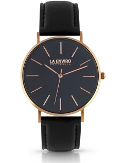 Best deal β La Enviro Pineapple Leather Rose Gold Black Strap Tierra 40mm β Watch π€©