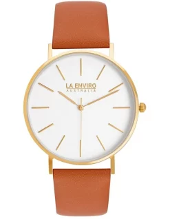 Best Sale 🥰 La Enviro Gold Tan Strap Classic 40mm ⌚ Watch 🌟