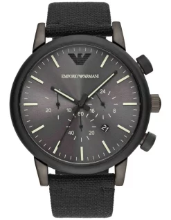 Outlet ❤️ Emporio Armani Chronograph 46mm Black ⌚ Watch AR11409 ✔️