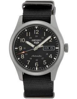 Flash Sale ❤️ Seiko 5 Sports Black Dial Nato Strap Silver Automatic ⌚ Watch 🌟