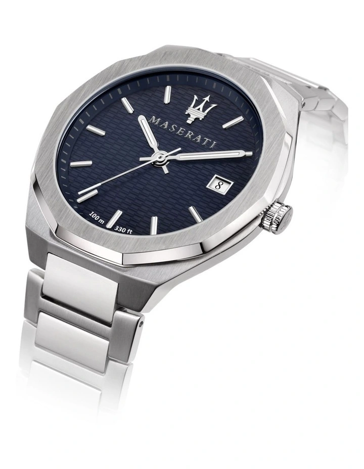 New π Maserati Stile Blue Dial Bracelet Blue Stainless Steel Sport β Watch 𧨠- Image 5