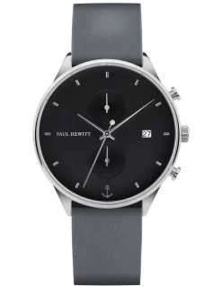 Cheapest ⌛ Paul Hewitt PH C S M 48M Chrono Line Grey Leather ⌚ Watch ✔️