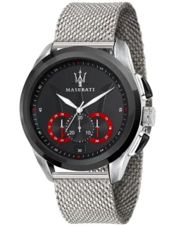 Discount 😀 Maserati R8873612005 Traguardo Silver Black ⌚ Watch 💯
