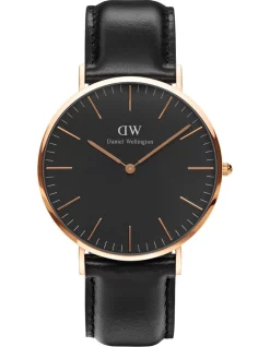 Brand new 🌟 Daniel Wellington 40mm Classic Sheffield Black/Rose Gold Leather ⌚ Watch 😍