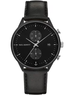 Budget 🎁 Paul Hewitt Chrono Line Black ⌚ Watch PH-C-B-BSS-2M ✨