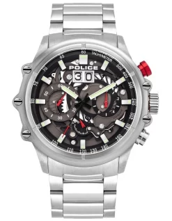 Promo 👍 Police Luang 48mm Silver Metal Strap ⌚ Watch PL.16018JS/13M ✨