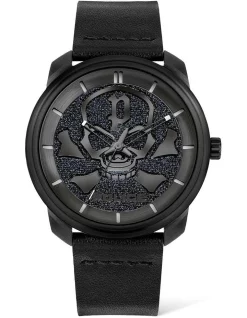 Buy 🔥 Police Bleder 50mm Black Metal Black Leather Strap ⌚ Watch PL.15714JSB/02A 👏