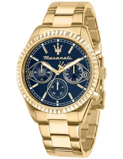 Hot Sale 🌟 Maserati Competizione Stainless Steel Multifunction ⌚ Watch R8853100026 In Gold 👍