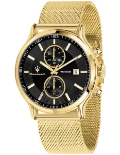 Hot Sale 🔥 Maserati Epoca Stainless Steel Chronograph ⌚ Watch R8873618014 In Gold 💯