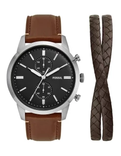 Best Sale ⭐ Fossil Townsman Chronograph ⌚ Watch Set In Brown 🧨