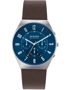 Promo ⌛ Skagen Grenen Chronograph SKW6842 ⌚ Watch In Blue/Brown 😀