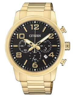 Discount 🎁 Citizen Quartz Chronograph Stainless Steel ⌚ Watch In Gold ⭐