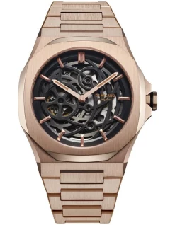 Coupon 🥰 D1 Milano Skeleton Bracelet 41.5mm Rose Gold ⌚ Watch ✔️