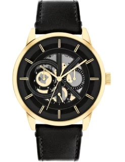Hot Sale 🎁 Calvin Klein Modern Skeleton Men's Qtz Multifunction ⌚ Watch 25200217 In Black Leather 🤩
