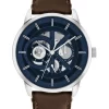 Cheap 🔔 Calvin Klein Modern Skeleton Men's Qtz Multifunction ⌚ Watch 25200216 In Brown Leather ⭐