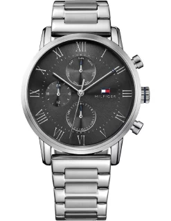 Budget 🎁 Tommy Hilfiger Kane Stainless Steel ⌚ Watch In Grey 1791397 💯