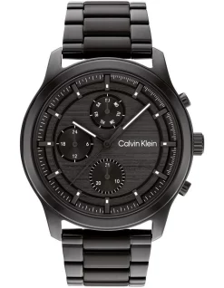 Discount 👏 Calvin Klein Sport Ionic Men's Qtz Multifunction ⌚ Watch 25200209 In Plated Black Steel ✔️