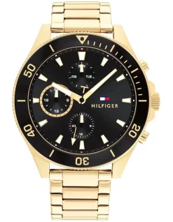 Deals ⌛ Tommy Hilfiger Larson Ionic Thin Gold Plated Steel Qtz Multifunction ⌚ Watch 1791919 🧨