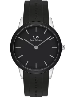 Best deal 𧨠Daniel Wellington Iconic Motion 40mm Black/Silver Rubber β Watch π