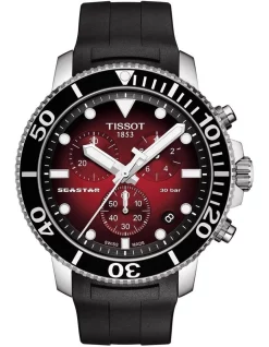 Hot Sale 😉 Tissot Seastar 1000 Chronograph T1204171742100 ⌚ Watch In Red 🛒