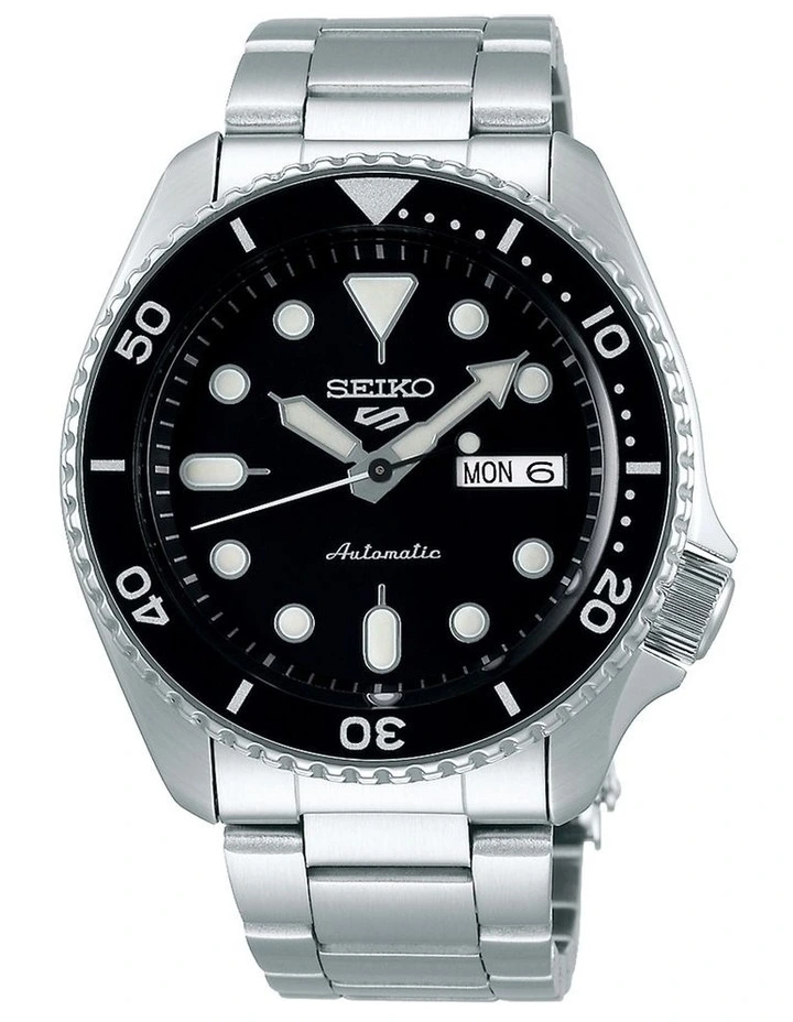 New π Seiko Gents 5 Series Silver/Black Automatic Sports β Watch SRPD55K π