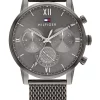 Outlet 👍 Tommy Hilfiger Sullivan Ionic Plated Grey Steel Qtz Multifunction ⌚ Watch 🌟
