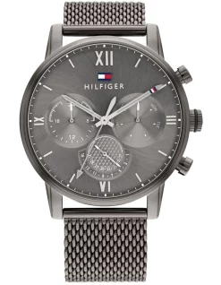 Outlet 👍 Tommy Hilfiger Sullivan Ionic Plated Grey Steel Qtz Multifunction ⌚ Watch 🌟