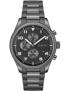 Top 10 π Hugo Boss View Black Dial Steel Qtz Chrono β Watch 1513991 π