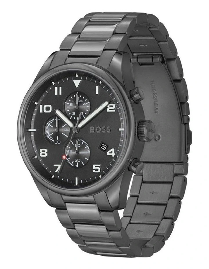 Top 10 π Hugo Boss View Black Dial Steel Qtz Chrono β Watch 1513991 π - Image 2