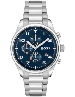 Best Sale 🎉 Hugo Boss View Blue Dial Stainless Steel Qtz Chrono ⌚ Watch 1513989 👍