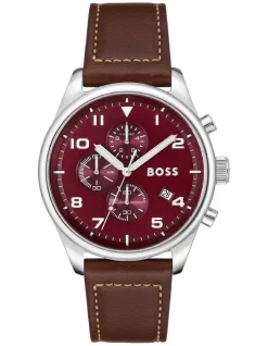 Cheapest π Hugo Boss View Brown Leather Qtz Chrono β Watch 1513988 π§¨