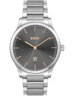 Discount π Hugo Boss Reason Grey Stainless Steel Qtz β Watch 1513979 π